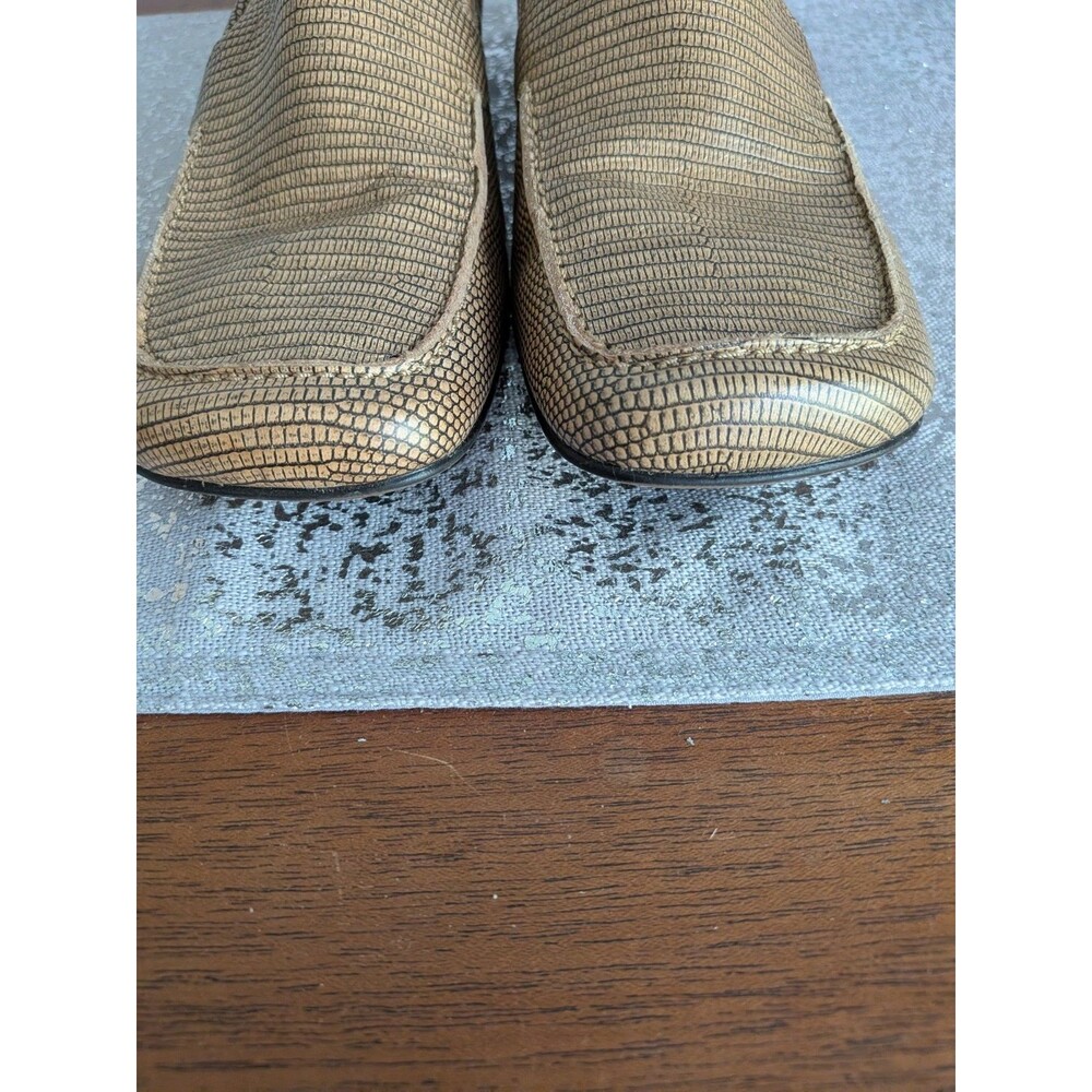Anne Klein Shoes Womens 7.5 Tan Leather Snake Skin Python Loafers Light Academia - Picture 5 of 9